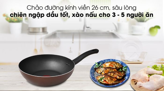 Thiết kế đẹp - Chảo nhôm sâu chống dính đáy từ 26cm TEFAL G1437705