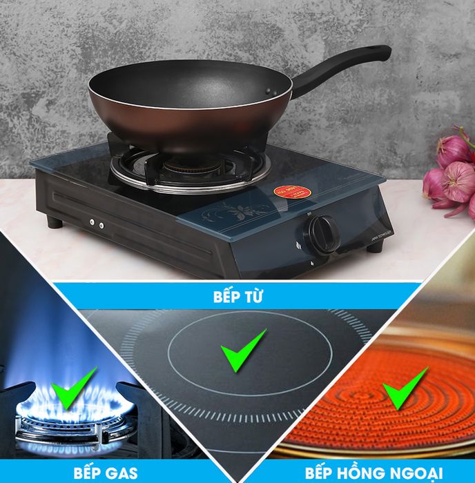 Dùng trên mọi loại bếp - Chảo nhôm sâu chống dính đáy từ 26cm TEFAL G1437705