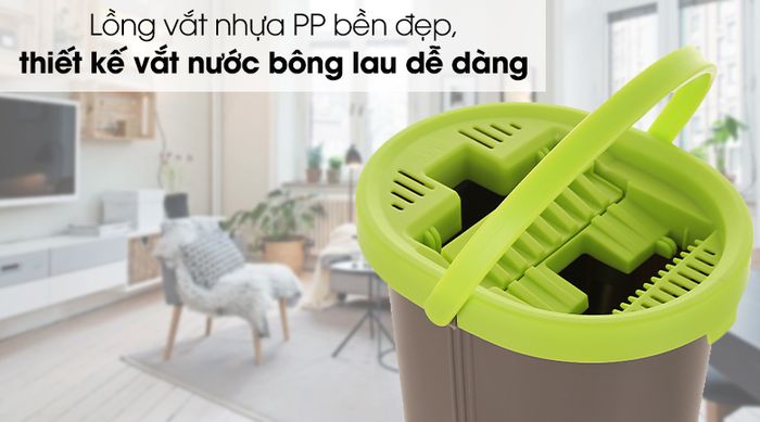 Bộ lau nhà Hommy BH-M950A - Lồng vắt bằng chất liệu nhựa PP bền bỉ