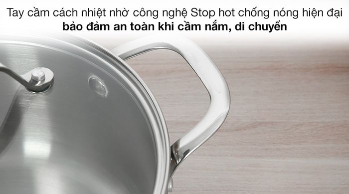 Bộ 3 cái nồi inox 3 đáy nắp kính Elmich Trimax EL-3741 - Tay cầm cách nhiệt