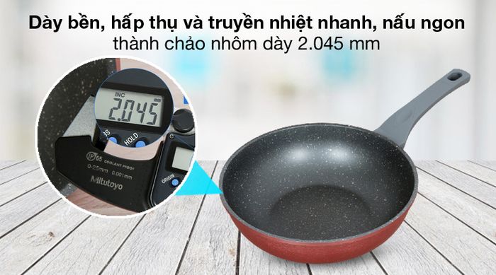 Dày bền - Chảo nhôm sâu chống dính đáy từ 26cm Sunhouse SBDS26MP