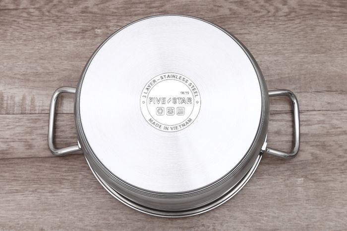Đáy 3 lớp - Nồi inox 3 đáy nắp kính 20 cm Fivestar N20-5DG 304