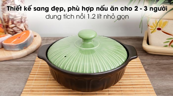Sang đẹp - Nồi đất hoa sen nắp sứ 1.2L Dong Hwa 403