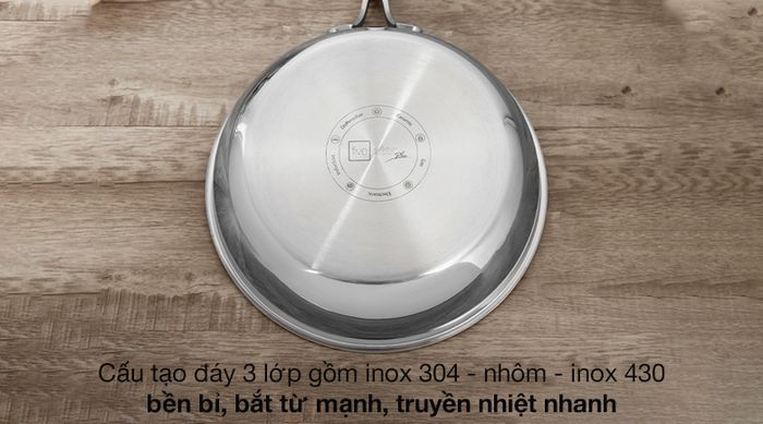 Đáy chảo - Chảo inox chống dính 3 đáy 26 cm Fivestar FSC26MB