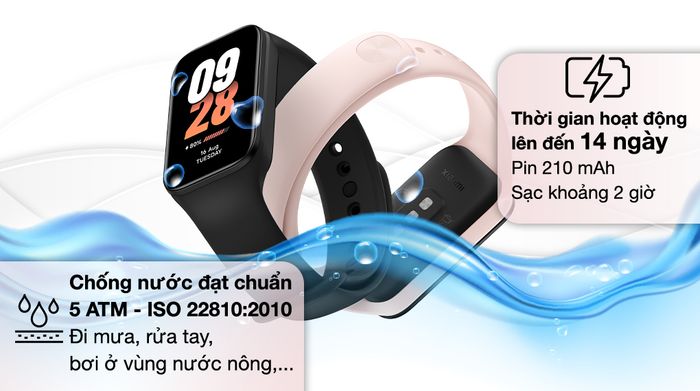 Vòng đeo tay thông minh Mi Band 8 Active - Chống nước và pin