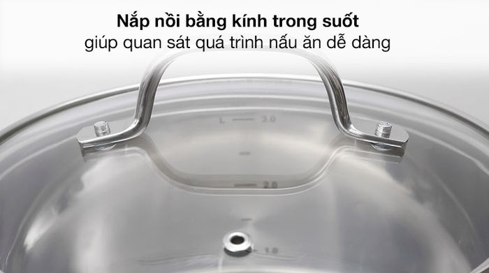 Nắp kính - Nồi inox 3 đáy nắp kính 20 cm Fivestar N20-5DG 304