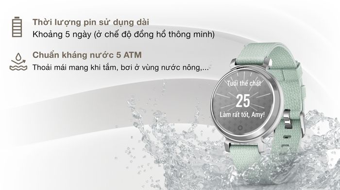 Garmin Lily 2 Classic 34mm dây vải - Chống nước