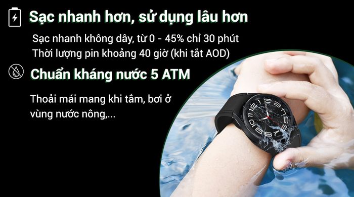Samsung Galaxy Watch6 Classic LTE 43mm - Pin và Kháng nước