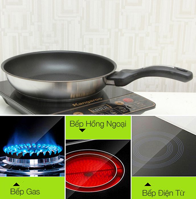 Chảo 3 đáy Fivestar 28cm CKD28-3DI dùng được với cả, bếp gas, bếp điện từ và bếp hồng ngoại