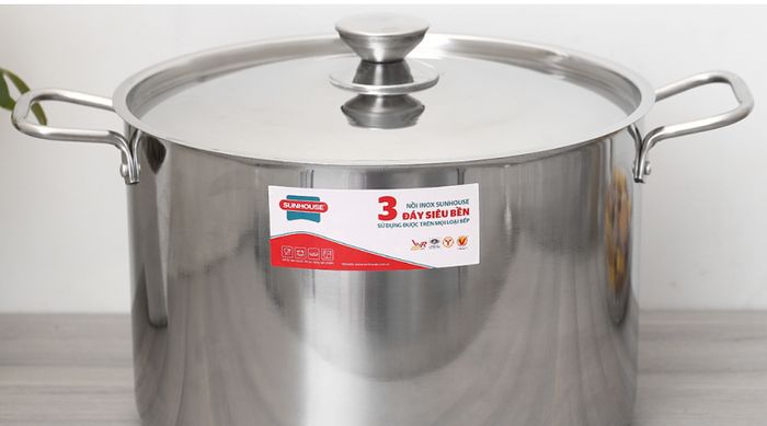 Đường kính 30 cm - Nồi Inox 3 đáy nắp inox 30 cm Sunhouse SHG300-30