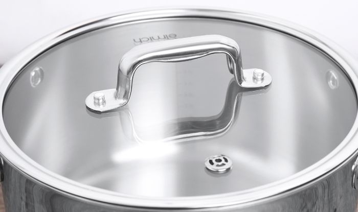 Nắp kính trong suốt, dễ quan sát - Nồi inox 3 đáy nắp kính 24cm Elmich Trimax Eco EL-3995