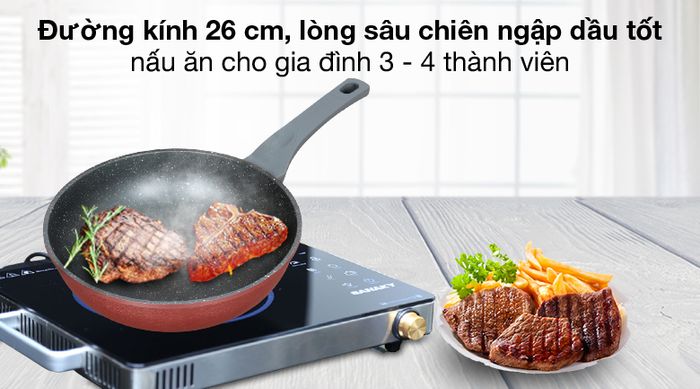 Sâu lòng - Chảo nhôm sâu chống dính đáy từ 26cm Sunhouse SBDS26MP