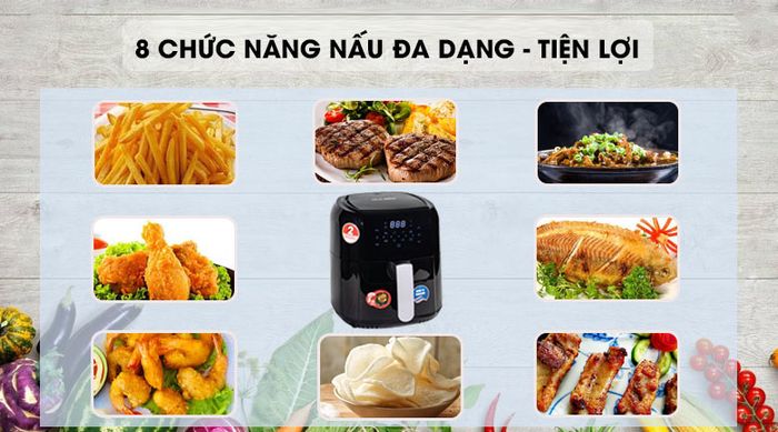 8 chức năng nấu - Nồi chiên không dầu Magic Eco AC-102 5.5 lít