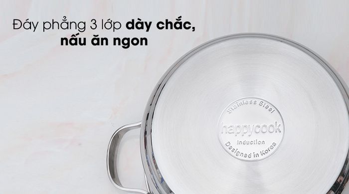 Đáy phẳng - Nồi inox 3 đáy 24cm Happycook N24-NMG