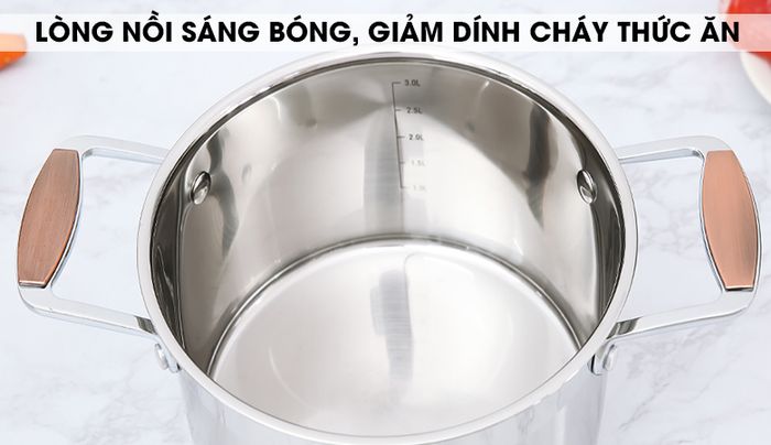 Lòng nồi - Bộ 3 nồi inox 5 đáy Kangaroo KG3CS2