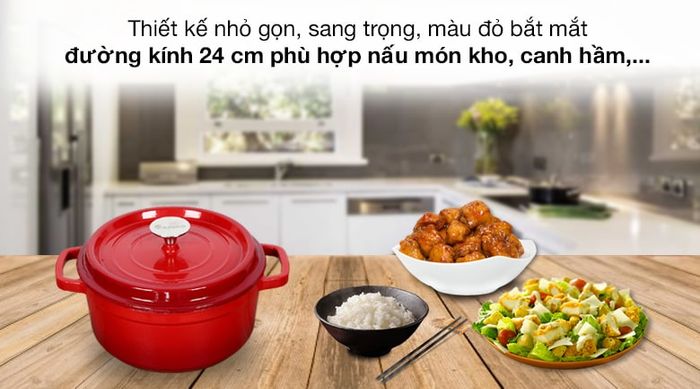 Thiết kế - Nồi gang đúc 24cm Rapido RK24-RD