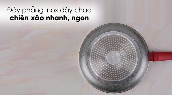 Đảy phẳng dày - Chảo nhôm chống dính đáy từ 26cm Kangaroo KG654M