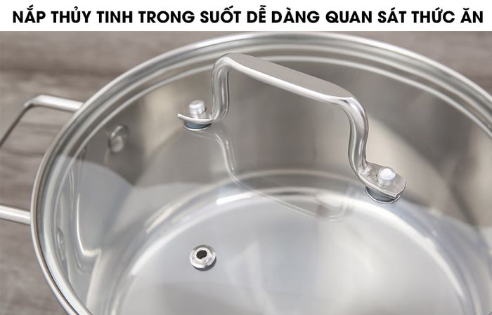 Nắp nồi Bộ 3 nồi inox 3 đáy nắp kiếng Hommy BE005
