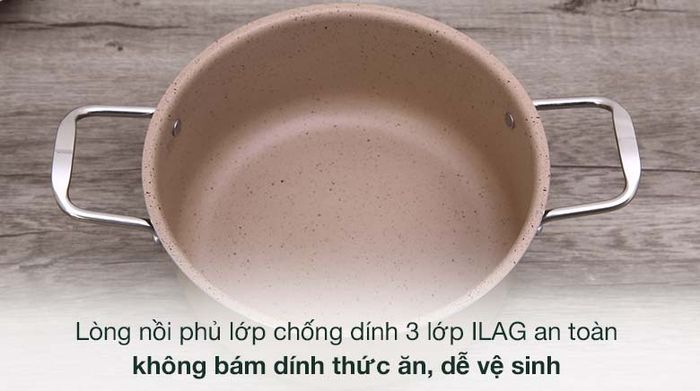 Lòng nồi chống dính - Nồi nhôm chống dính nắp kính 20cm Hommy NE008-20