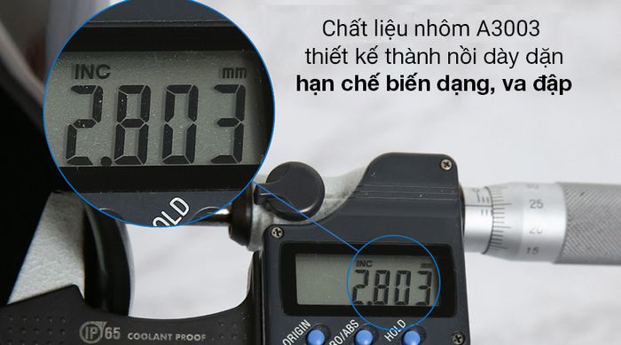 Nồi nhôm nắp kính 20cm Kims Cook NAB520 - Thiết kế thành nồi dày 2.803 mm