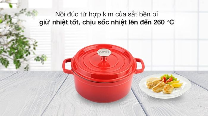 Chất liệu - Nồi gang đúc 24cm Rapido RK24-RD