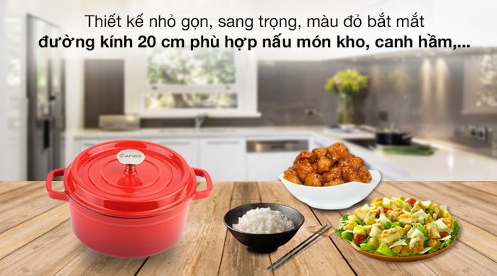 Thiết kế - Nồi gang đúc 20 cm Rapido RK20-RD