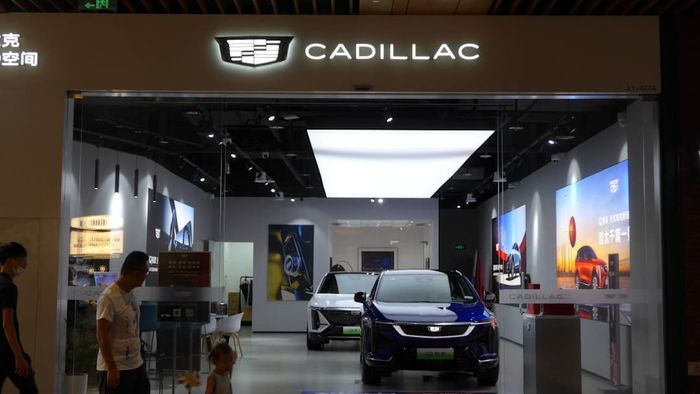 A Cadillac dealership is shown