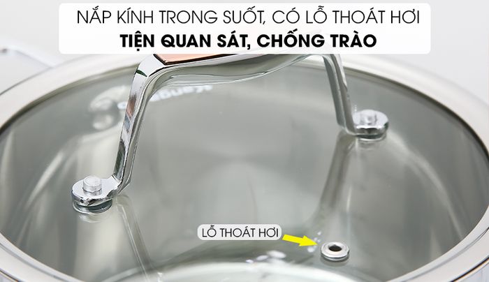 Nắp nồi - Bộ 3 nồi inox 5 đáy Kangaroo KG3CS2