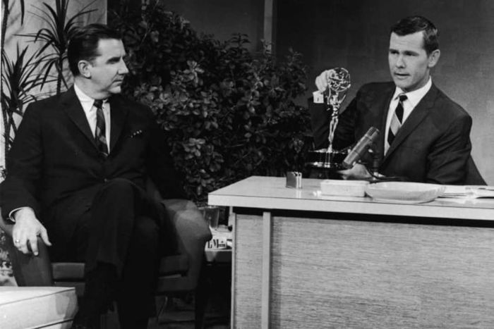 Johnny Carson on the set of