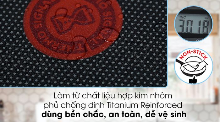 Chảo nhôm chống dính đáy từ 28cm TEFAL So Chef G1350695 - Làm bằng hợp kim nhôm dày 3.018 mm, phủ chống dính Titanium Reinforced an toàn với sức khỏe