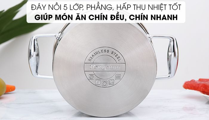 Đáy nồi - Bộ 3 nồi inox 5 đáy Kangaroo KG3CS2