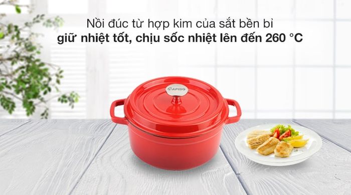 Chất liệu - Nồi gang đúc 20 cm Rapido RK20-RD
