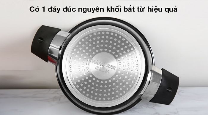 Nồi nhôm nắp kính 20cm Kims Cook NAB520 - Nồi có 1 đáy đúc nguyên khối bắt từ hiệu quả