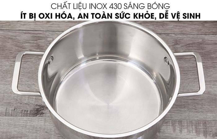 Lòng nồi Bộ 3 nồi inox 3 đáy nắp kiếng Hommy BE005