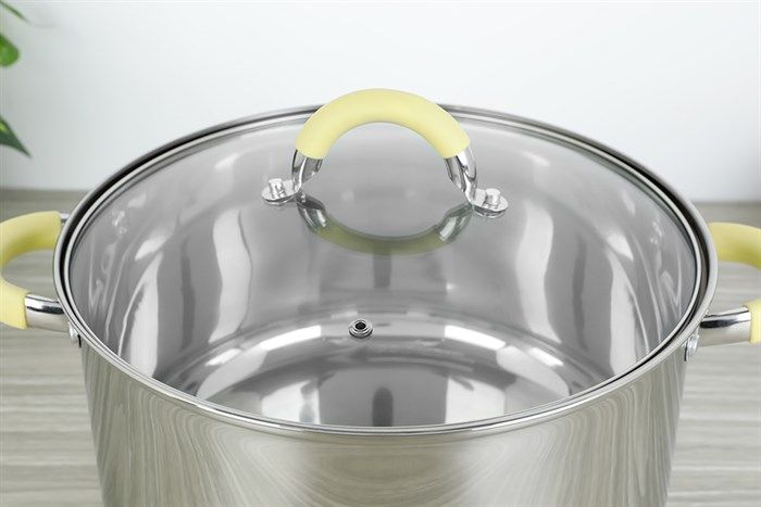 Làm bằng chất liệu inox 201 bóng loáng - Nồi Inox 3 đáy 20 cm Happycook N20 MLGP