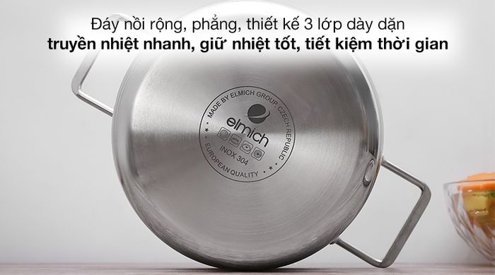 Bộ 3 cái nồi inox 3 đáy nắp kính Elmich Trimax XR EL-3843 - Chất liệu