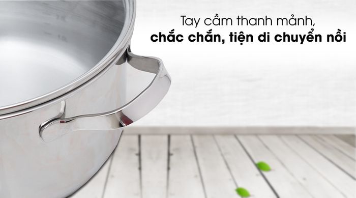 Tay cầm chắc chắn - Nồi inox 3 đáy 24cm Happycook N24-NMG