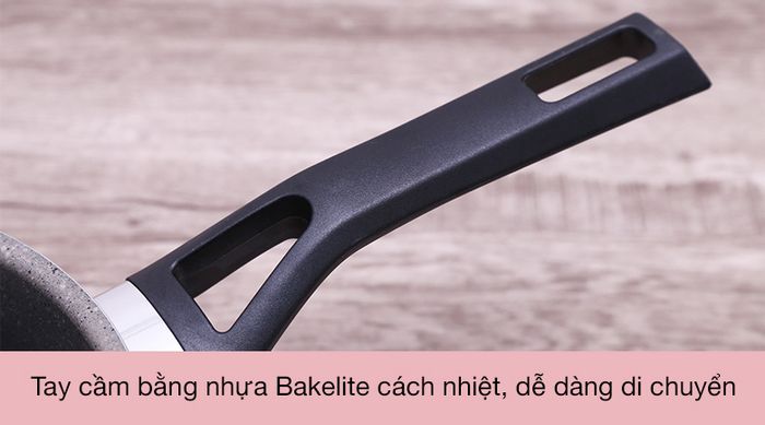 Quánh nhôm chống dính nắp kính 18cm Kims Cook EARM318H - Tay cầm cách nhiệt