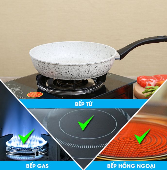 Nấu ăn được trên bếp gas, bếp từ, bếp hồng ngoại - Chảo chống dính đáy từ Supor 26 cm F23A26IH