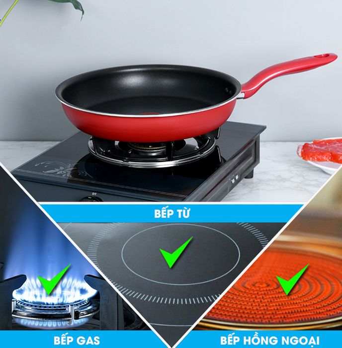 Chảo nhôm chống dính đáy từ 28cm TEFAL So Chef G1350695 - Với thiết kế đáy thép lớn, chảo chống dính bắt từ tốt, sử dụng được với bếp gas, bếp từ, bếp hồng ngoại