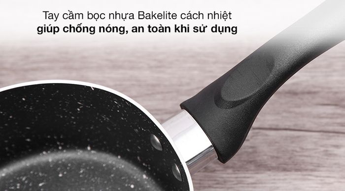 Tay cầm - Bộ chảo quánh nhôm nắp kính 14cm Delites BE011-14