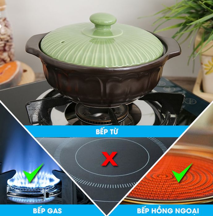 Nồi đất hoa sen nắp sứ 0.7L Dong Hwa 402 - Nồi sử dụng nấu ăn hiệu quả trên bếp gas, bếp hồng ngoại
