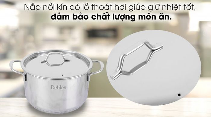 Nắp đậy - Nồi inox 3 đáy 20 cm Delites NR003-18