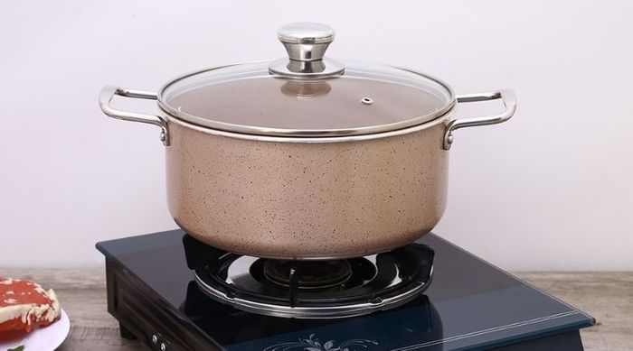 Đường kính 24 cm - Nồi nhôm chống dính nắp kính 24 cm Hommy NE009-24
