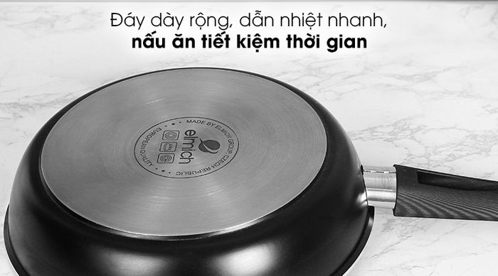 Chảo nhôm chống dính 24cm Elmich Nero EL-3772 - Đáy chảo chống dính bắt từ - full induction dày 5.3 mm, dẫn nhiệt nhanh