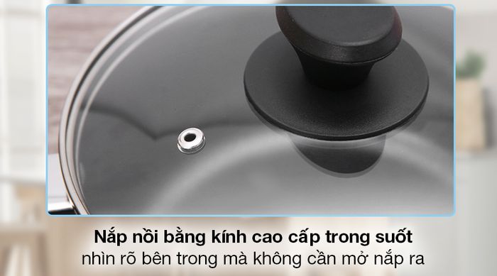 Bộ nồi chảo nhôm chống dính nắp kính Delites BE010-20-26 - Nắp nồi bằng kính cao cấp trong suốt