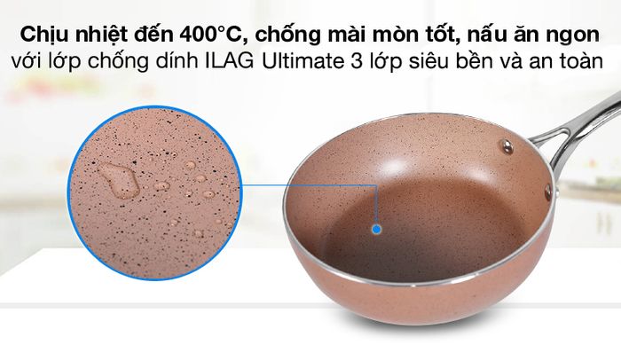 Chảo nhôm sâu chống dính vân đá đáy từ 20 cm Elmich EL-5740MN - Chống dính