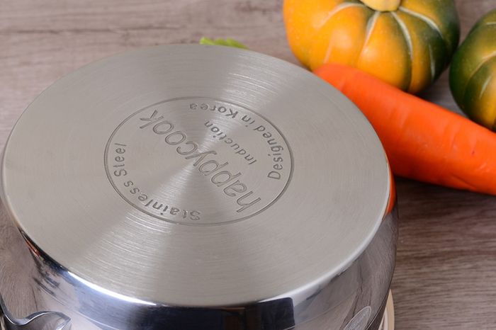 Đáy dày 3 lớp, truyền nhiệt nhanh - Quánh inox 3 đáy 16 cm HappyCook Q16 MLGP - KG