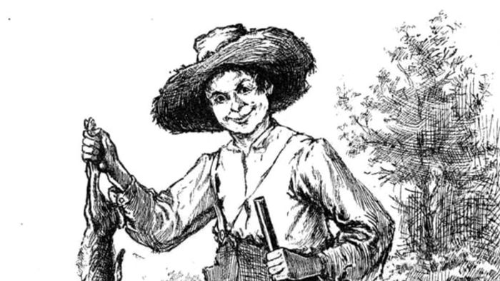 Illustration of Huck Finn from the original edition of Mark Twain's The Adventures of Huckleberry Finn.