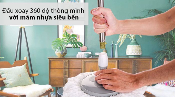 Đầu xoay 360 độ thông minh với mâm nhựa siêu bền - Bộ lau nhà Hommy MH-HomePlus X2.